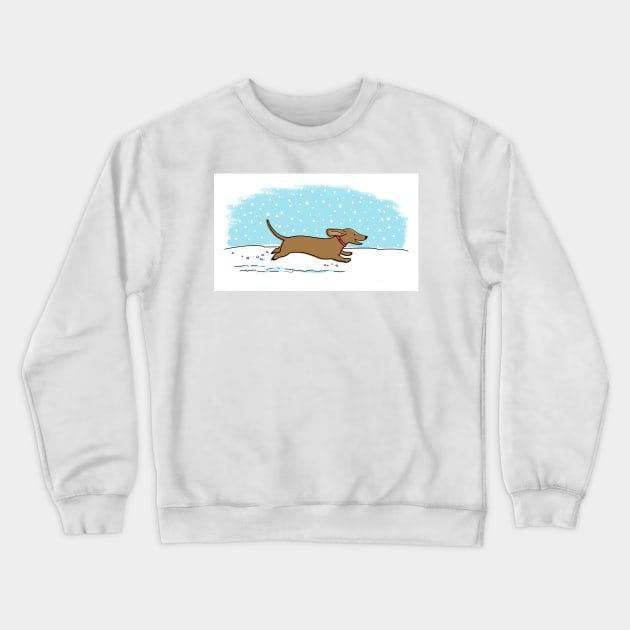 Cute Dachshund Snow Holiday | Winter Wiener Dog Crewneck Sweatshirt by Coffee Squirrel